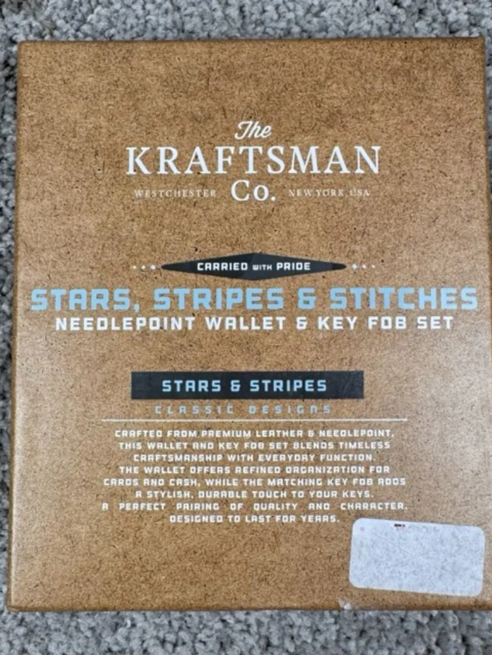 The Kraftsman Co. Men’s Leather Wallet & Key Fob Set Stars & Stripes USA Flag